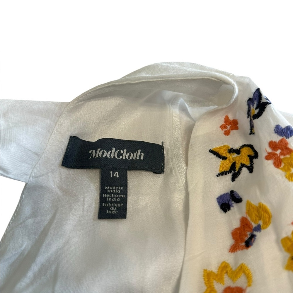 ModCloth White Maxi Dress with Yellow & Blue Floral Embroidery - Picture 9 of 14